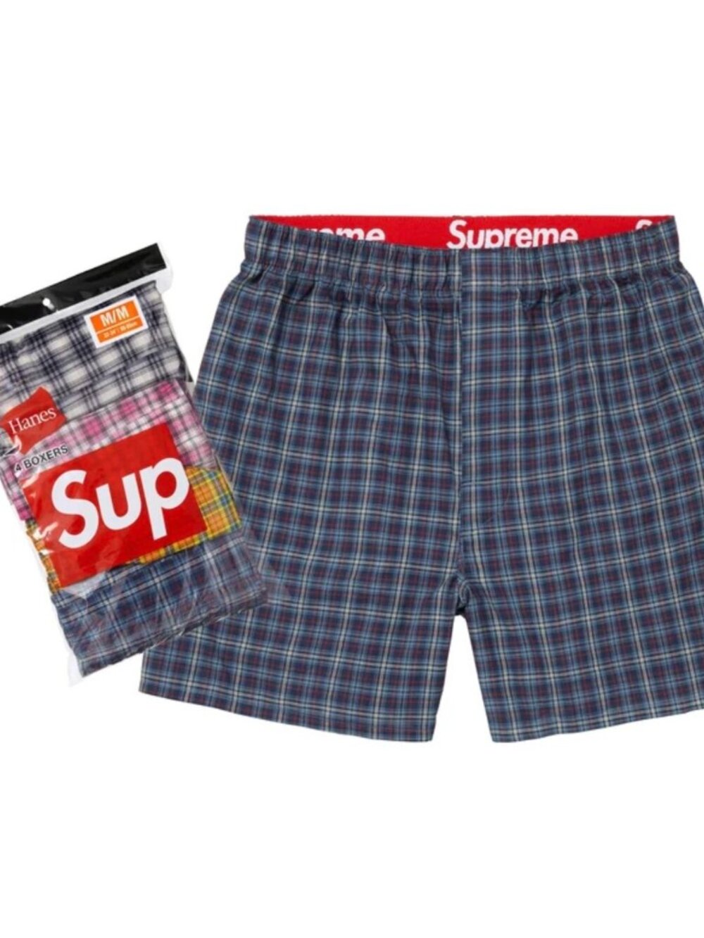 BRAND NEW Authentic SUPREME X HANES 4-Pack PLAID Woven BOXERS Size M | 32-34